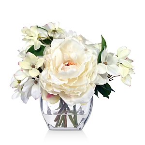 Diane James Home Rose & Dogwood Faux Floral Arrangement in Glass Vase