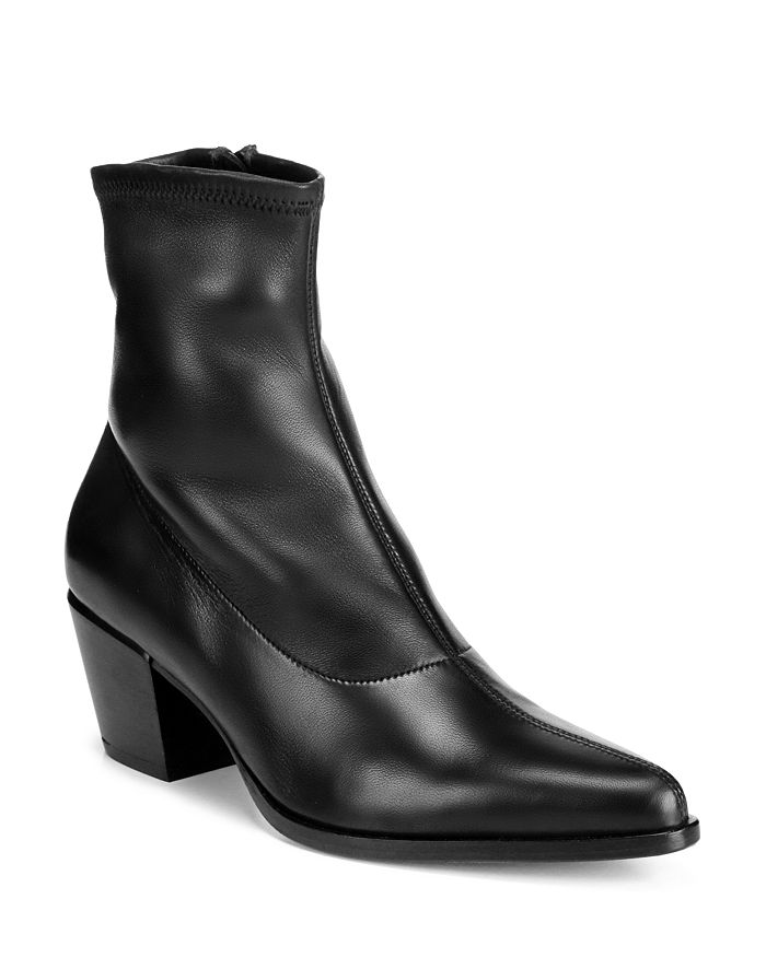 Vince Women s Hayek Stretch Leather Block Heel Booties