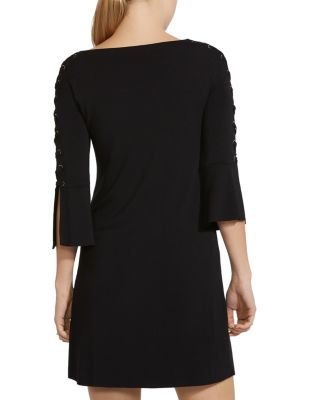 knee length dresses for ladies Bailey44 Black Leather & Lace Dress