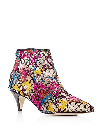 Sam Edelman Women S Kinzey Floral Embroidered Kitten Heel Booties Bloomingdale S