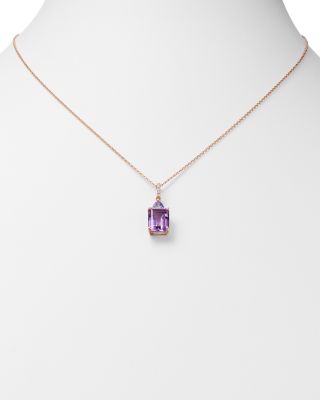 Amethyst & Tanzanite Pendant Necklace in 14K Rose Gold, 18" 