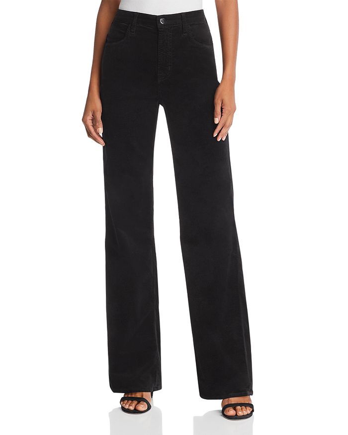 J Brand Joan High Rise Wide-Leg Velvet Jeans in Black | Bloomingdale's