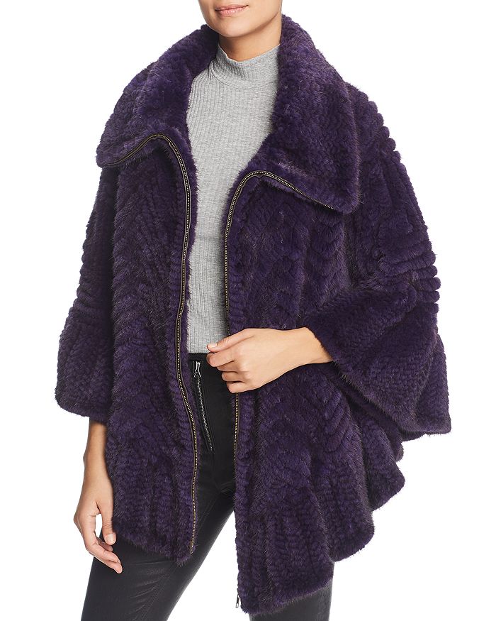 Maximilian Furs Knit Mink Fur Cape - 100% Exclusive In Purple