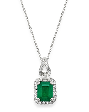 Bloomingdale's Emerald & Diamond Pendant Necklace in 14K White Gold, 18 - 100% Exclusive