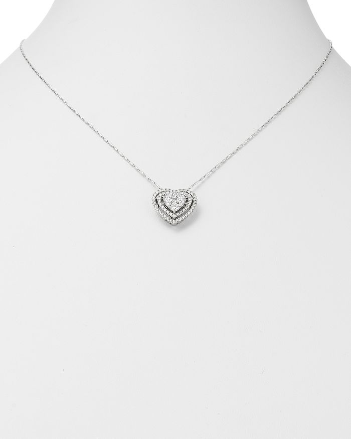 Shop Bloomingdale's Diamond Halo Heart Pendant Necklace In 14k White Gold, 1.0 Ct. T.w. - 100% Exclusive