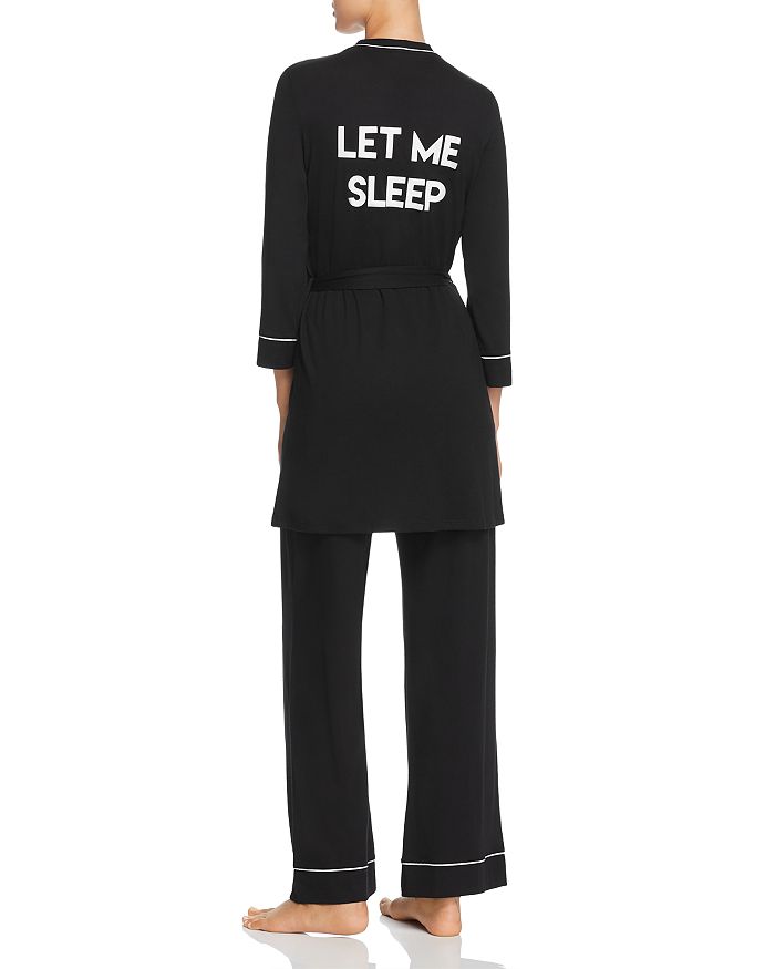 Shop Cosabella Maternity Bella Let Me Sleep 3-piece Pajama Set In Black/ivory