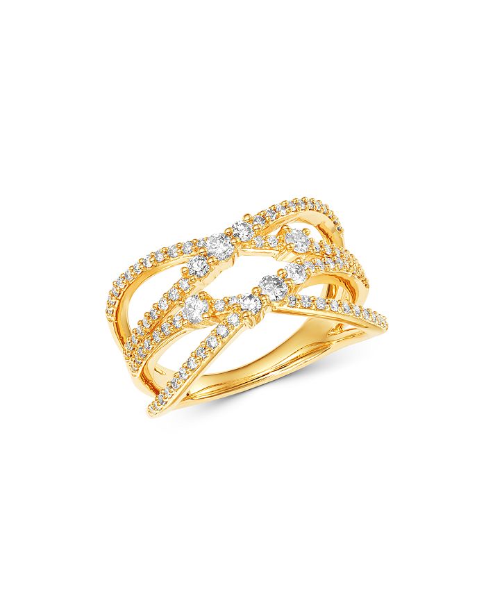 Bloomingdale's Diamond Crossover Ring In 14k Yellow Gold, 0.75 Ct. T.w. - 100% Exclusive In White/gold