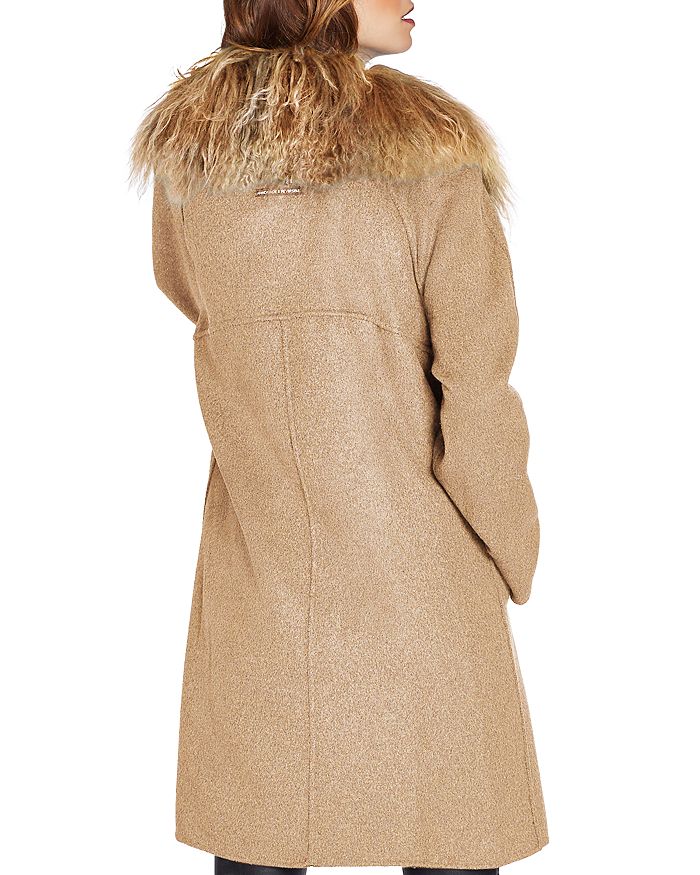 Dawn Levy Cece Reversible Mongolian Sheep Shearling Trim Coat In