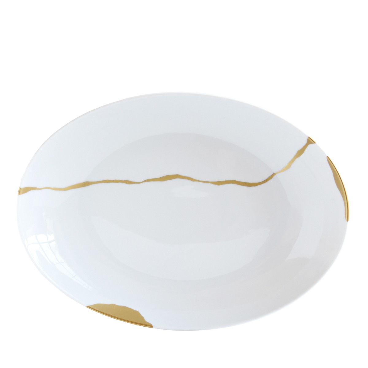 Bernardaud Kintsugi-Sarkis 24K Gold Deep Oval Platter in White/Gold