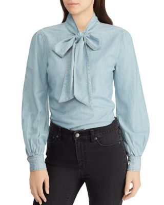 ralph lauren bow tie blouse