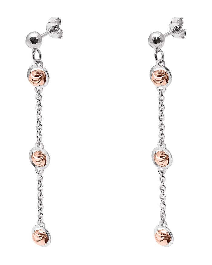 Officina Bernardi Beaded Drop Earrings In Silver/rose Gold