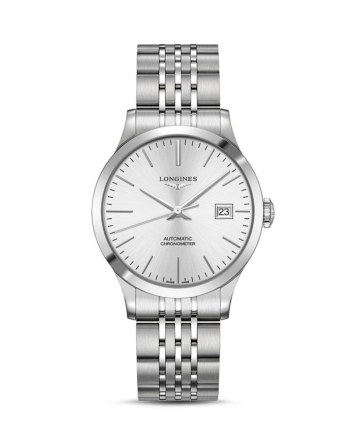 Longines Record Watch, 38mm In Silver | ModeSens