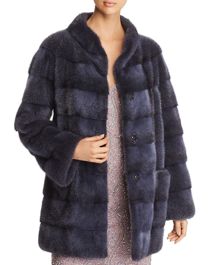 Maximilian Furs Mink Fur Coat In Gray Black