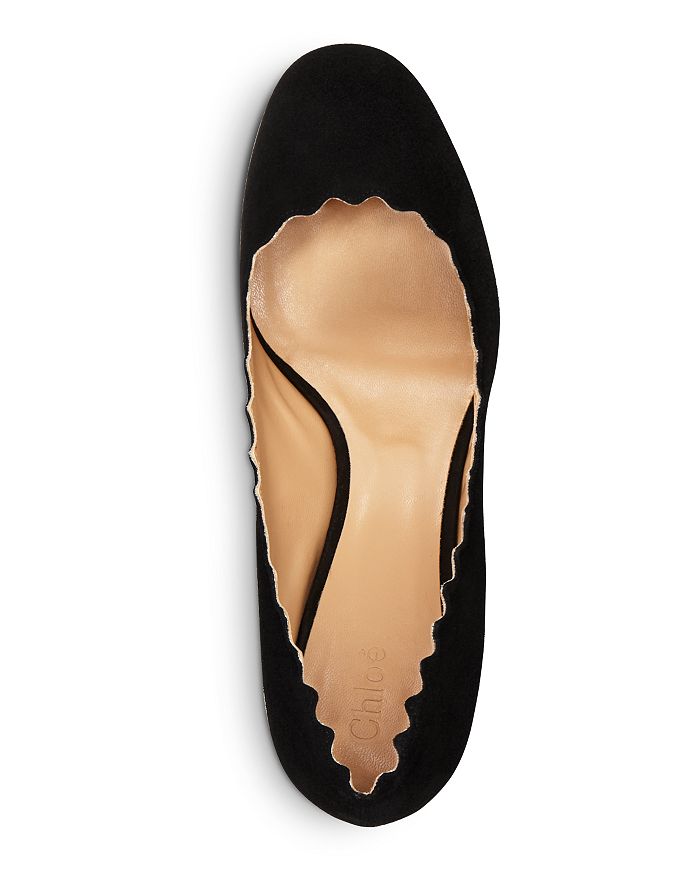 chloe scalloped block heel