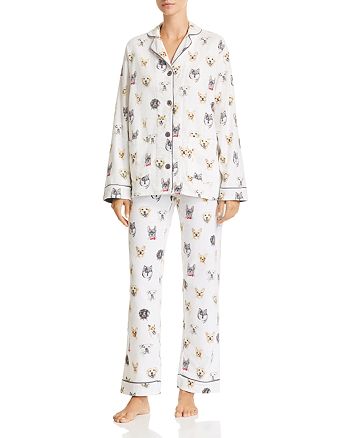 PJ Salvage Think Pawsitive Dog Print Flannel Cotton Pajama Set ...