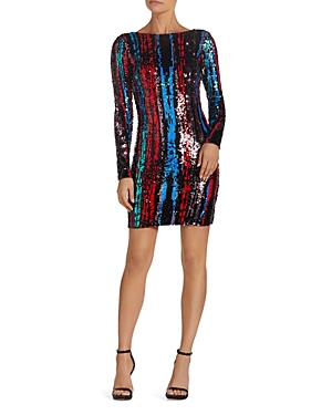 Dress The Population Lola Sequin Body-con Dress In Rouge Red