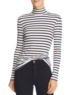 FRAME - '70s Striped Rib-Knit Turtleneck Tee