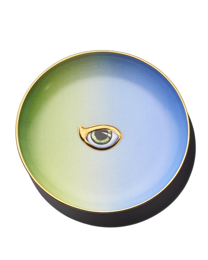L'objet Blue And Green Lito Eye Porcelain Plate In Green/blue