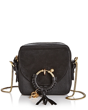 See By Chloé See By Chloe Joan Small Leather & Suede Crossbody In Black/gold