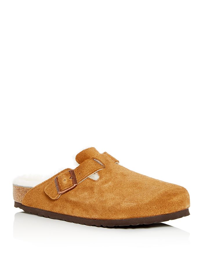 Birkenstock Boston Genuine Shearling Lined Clog In Beige