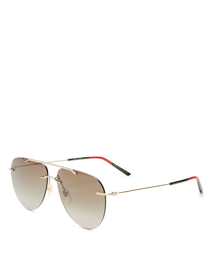Gucci Men s Brow Bar Rimless Aviator Sunglasses 62mm Bloomingdale s