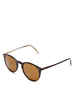 Shop Oliver Peoples O'malley Round Sunglasses, 48mm In Tortoise/brown Solid