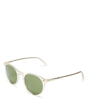 Oliver Peoples O'malley Round Sunglasses, 48mm In Tan/green Solid