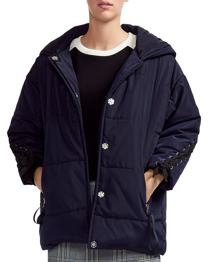 Maje hooded parka cheap with lacing