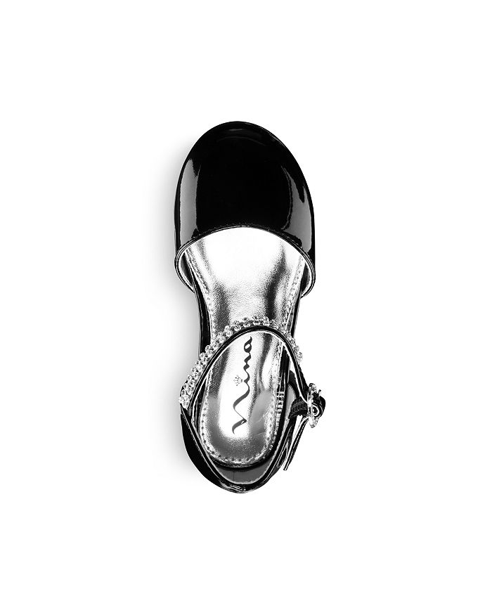 Shop Nina Girls' Cera-t Embellished D'orsay Ankle Strap Flats - Toddler In Black