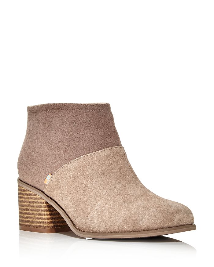 Toms Women's Lacy Round Toe Suede Bootie In Natural
