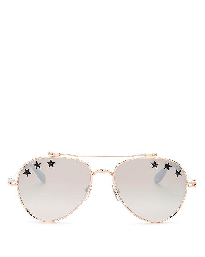 Givenchy Women's Embellished Mirrored Brow Bar Aviator Sunglasses, 58mm In Gold/brown