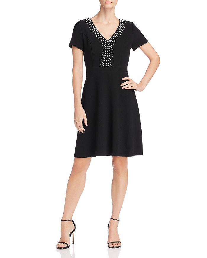 KARL LAGERFELD Paris Embellished Fit-and-Flare Dress | Bloomingdale's