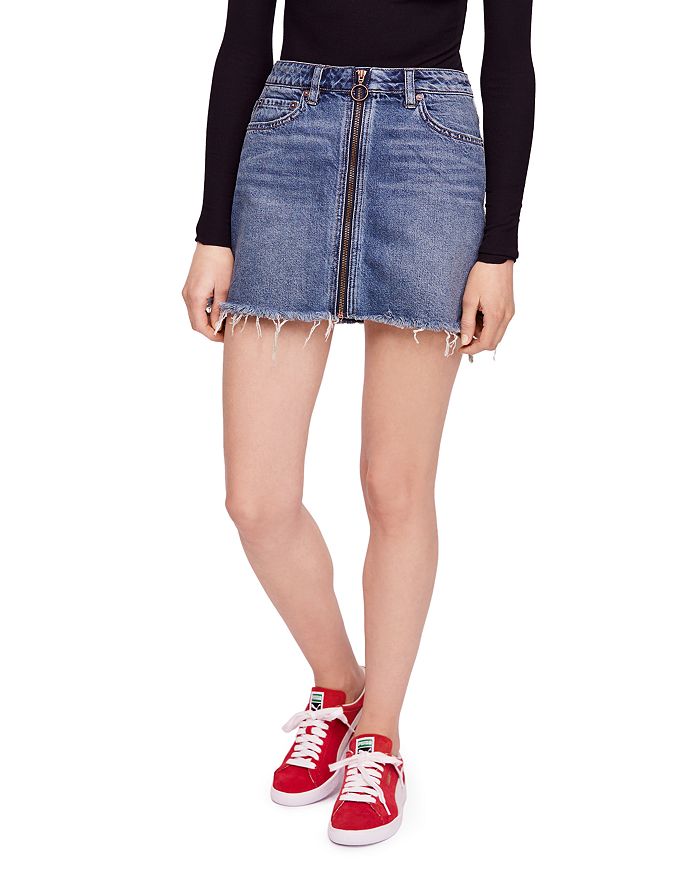 Free People Zip It Up Denim Mini Skirt Bloomingdale s