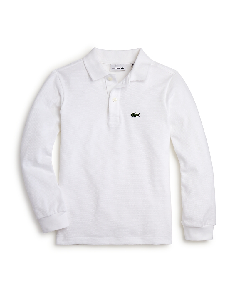 Lacoste Solid Long Sleeve Polo In White