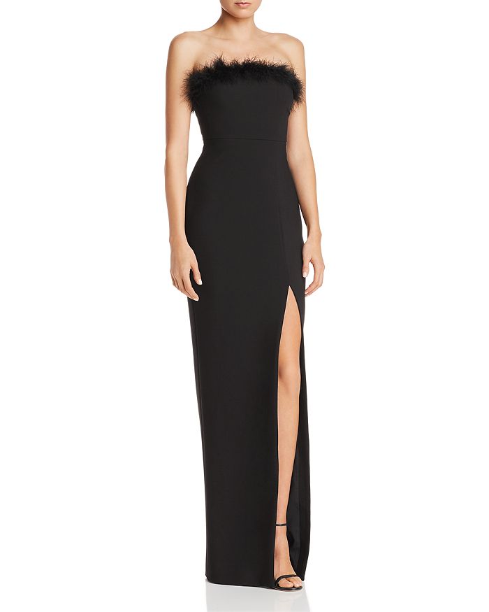 LIKELY Presley Feather Trimmed Strapless Gown Bloomingdale s