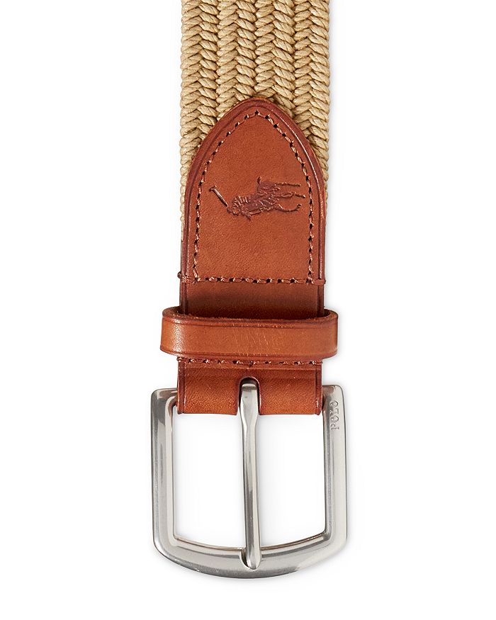Shop Polo Ralph Lauren Ralph Lauren Leather Trimmed Braided Belt In Brown