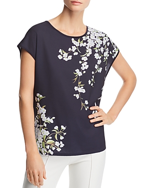 TED BAKER MEAHH GRACEFUL WOVEN-FRONT TEE - 100% EXCLUSIVE,WC8WGWE1MEAHHDK-BLUE