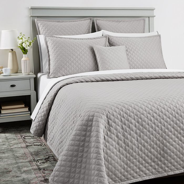 Shop Hudson Park Collection Hudson Park Double Diamond Quilted King Sham - 100% Exclusive In Silver