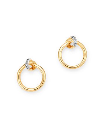 Adina Reyter Adina Ryeter 14K Yellow Gold Pavé Diamond Knot Earrings ...