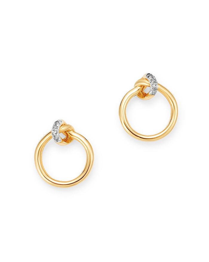 Adina Reyter Adina Ryeter 14k Yellow Gold Pave Diamond Knot Earrings In White/gold