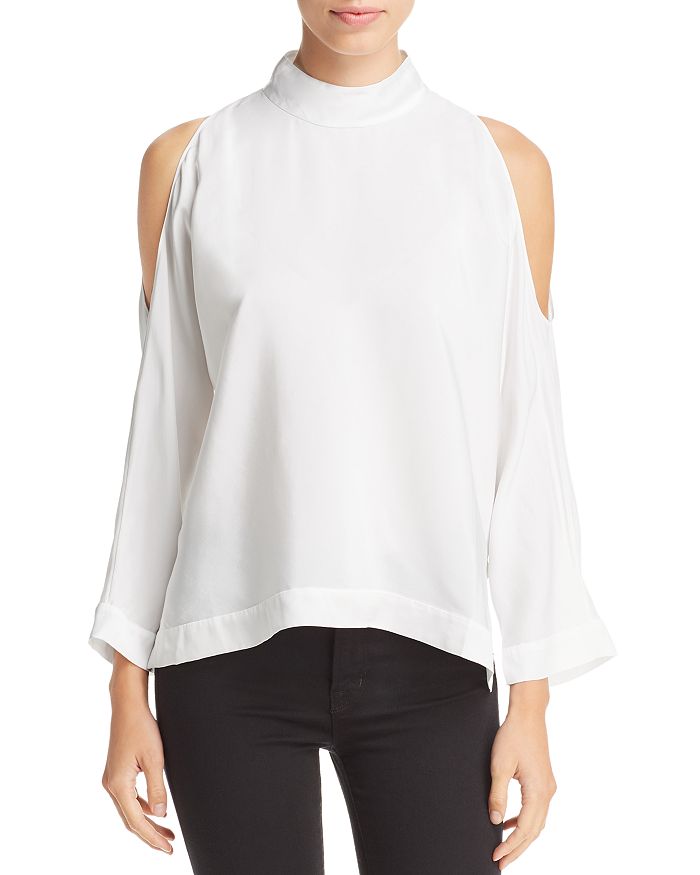 Go By Go Silk Cold-shoulder Top In White