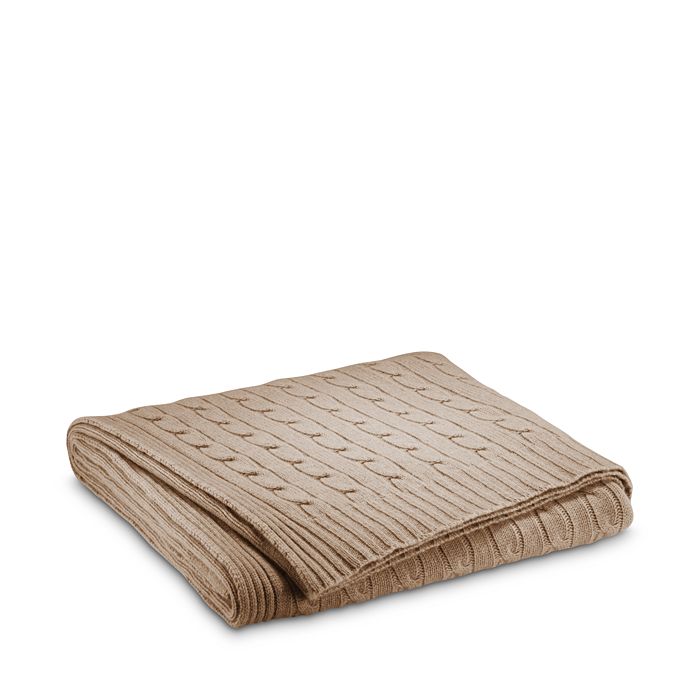 Ralph Lauren Cable Cashmere Throw Blanket In Natural