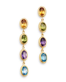 Bloomingdale's - Gemstone Oval Bezel Set Drop Earrings in 14K Yellow Gold