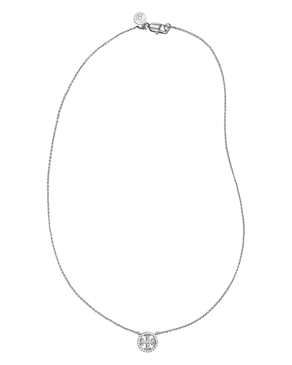 Tory Burch Crystal Circle Logo Necklace