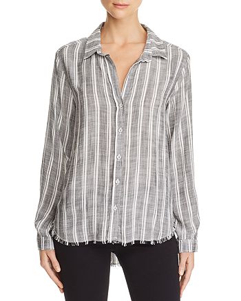 Bella Dahl Frayed-Hem Striped Shirt | Bloomingdale's