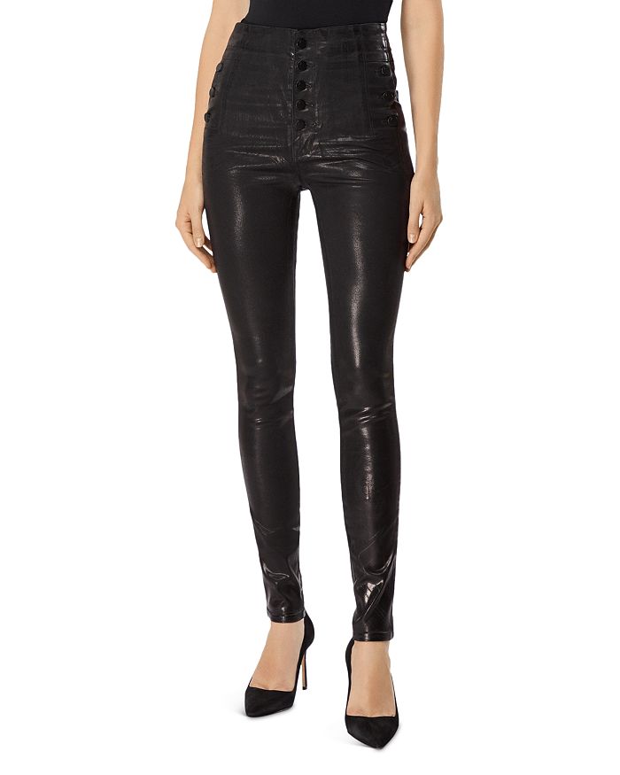 J Brand Natasha Sky High Coated Skinny Jeans in Galactic Black ...