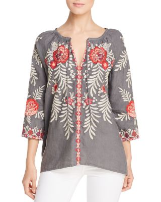 Johnny Was Maya Embroidered Peasant Blouse Bloomingdale s