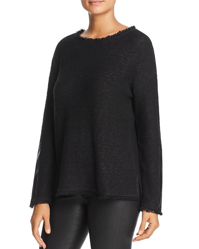 Donna Karan Fringe Trim Sweater | Bloomingdale's