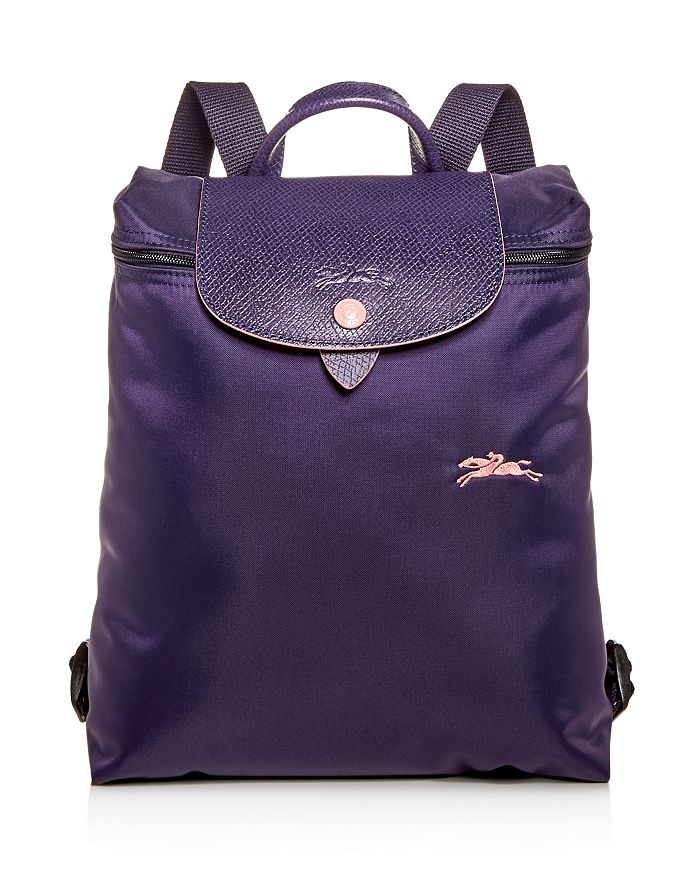 Longchamp Le Pliage Club Nylon Backpack In Bilberry/silver