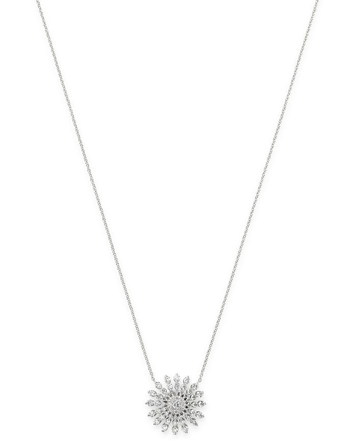 Roberto Coin 18K White Gold Diamond Sunburst Pendant Necklace 18